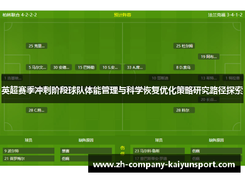 英超赛季冲刺阶段球队体能管理与科学恢复优化策略研究路径探索